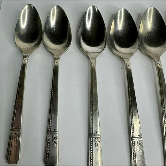 Oneida Grenoble Heirloom Plate Silver Tea Spoons Set Of 7 - Picture 5 of 8